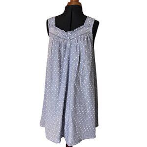 Croft & Barrow Light Blue Sleeveless Pin Tuck Polka Dot Nightgown M